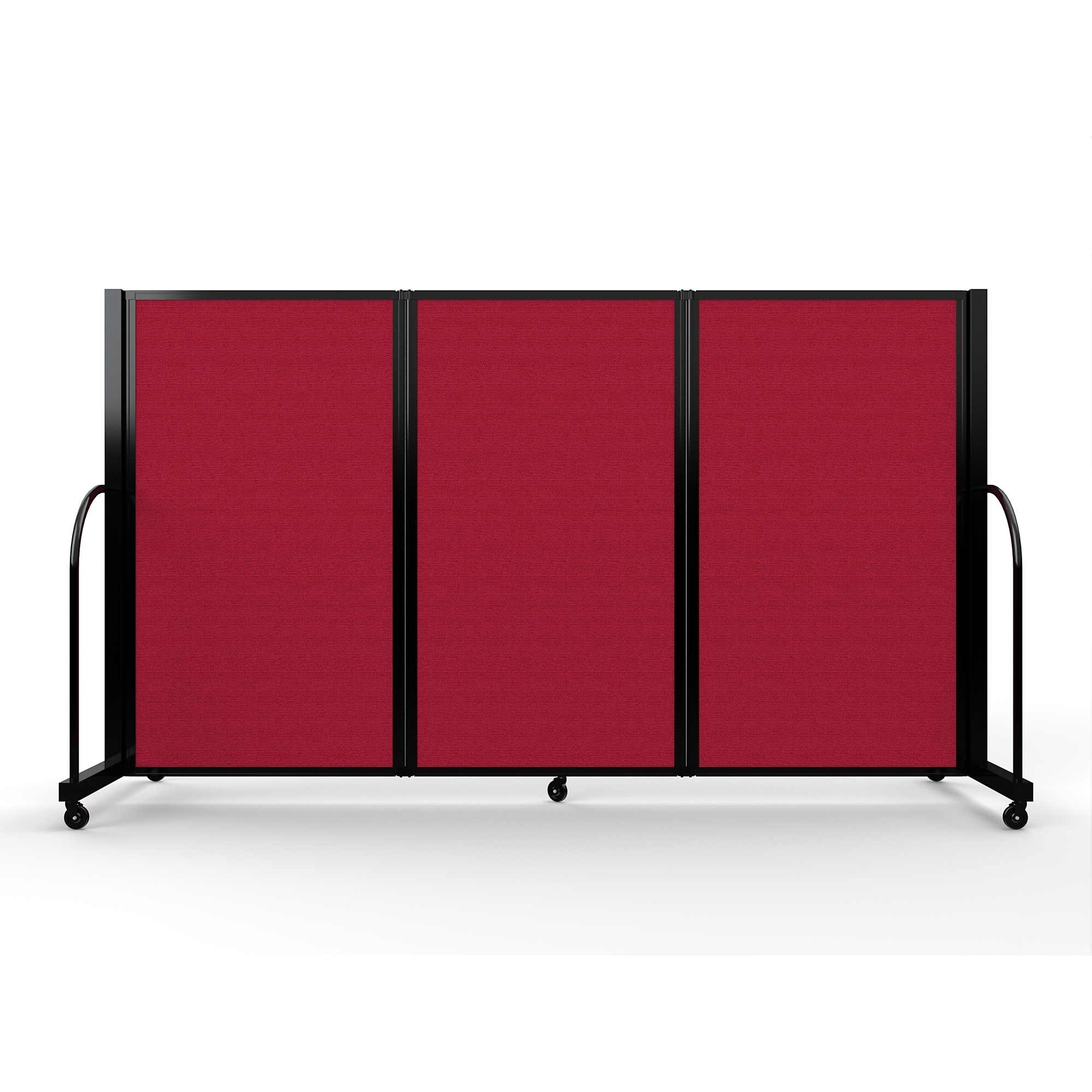 Screenflex Full Motion Divider, 5' x 8'7", Black Frame, Primary Red